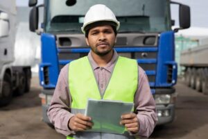 a man holding a clipboard