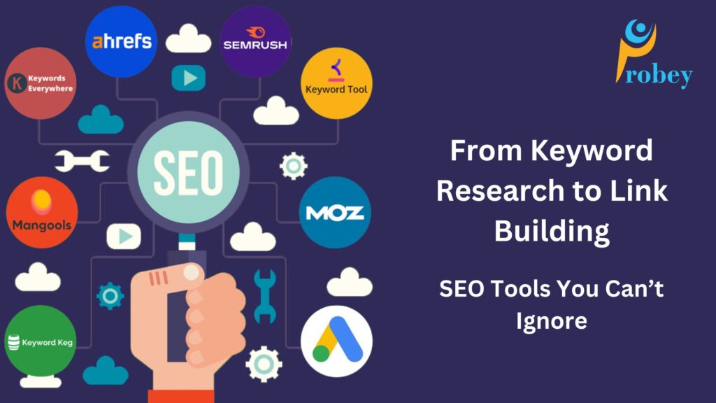 SEO tools used for keyword research and link building