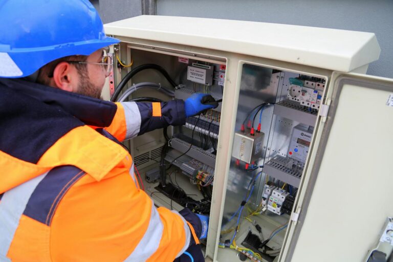 An electrician working