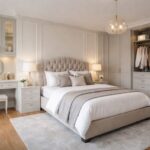 Elegant bedroom with bespoke furniture.