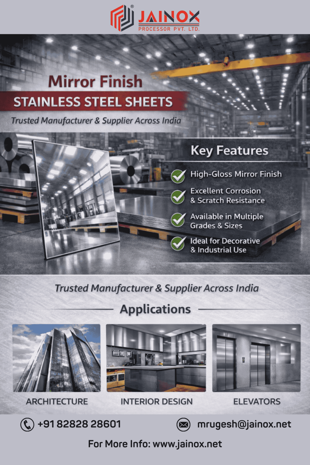 Mirror Finish Stainless Steel Sheets Manufacturer