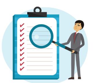 Illustration of a man checking items off a qualification checklist