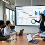 team-discussing-about-time-and-billing-software-infront-of-dashboard