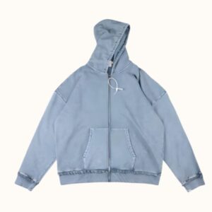 Saint Vanity Denim Zip-up Navy Blue Hoodie