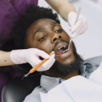 Dentist performing emergency dental treatment