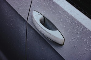 Handle of a white car
