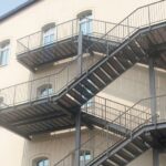 External steel Fire Exit Stair installed on a multi-story building for emergency evacuation