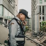 A security expert performing surveillance.