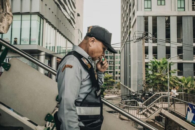 A security expert performing surveillance.