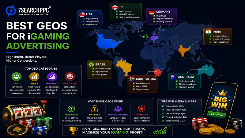 Best GEOs for iGaming Advertising in 2026 with profitable gambling markets, player acquisition strategies, and global ad targeting.