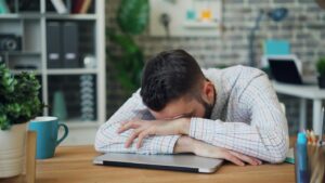 A person feeling exhausted