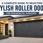 Modern residential home with stylish roller doors and contemporary exterior design.