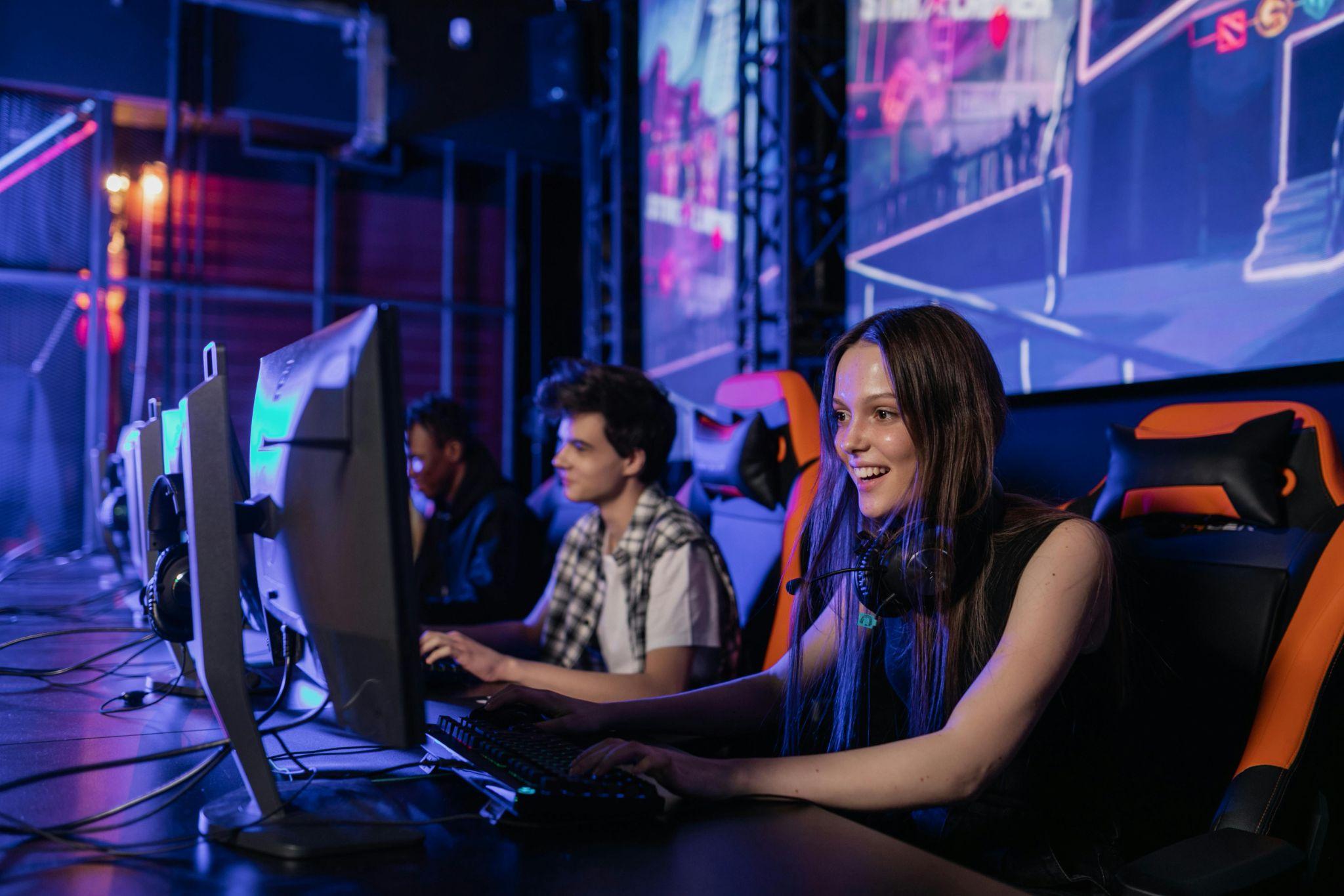A player enjoying her game progress