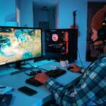 A person playing a game on a computer
