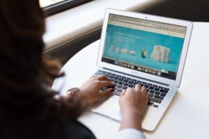 woman using laptop