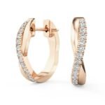 18ct rose gold diamond hoop earrings