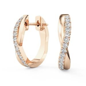 18ct rose gold diamond hoop earrings