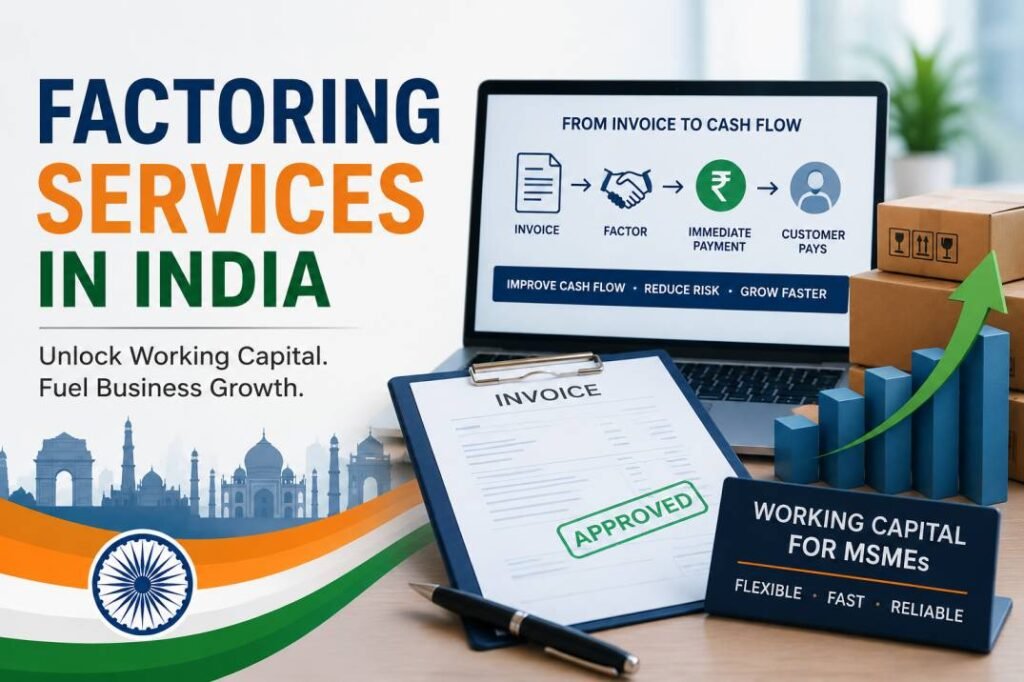 Explore factoring services in India for MSMEs, including how invoice factoring works, benefits, costs, eligibility, risks, and working capital.
