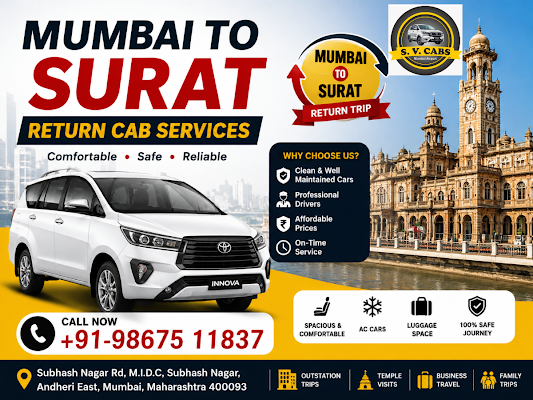 Mumbai To Surat Return Cab Services