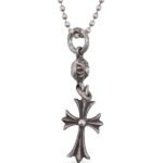 Chrome Heart necklace with iconic cross design in a bold luxury jewelry style.