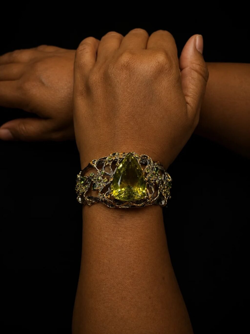 Lemon Quartz Statement Cuff Bracelet