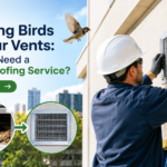 Bird nesting inside a home ventilation vent requiring bird proofing