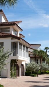 Florida home with palm trees and landscaped exterior