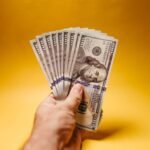 A hand holding US dollar bills