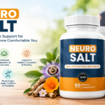 NeuroSalt nerve support supplement with natural ingredients, shown with botanical herbs and wellness benefits for nerve health, relaxation, circulation, and mobility.
