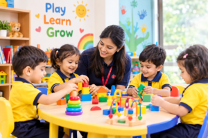 Cheerful Preschool Playtime Together