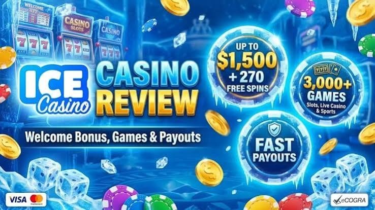 Ice Casino review featuring online slots, classic table games, and live casino gaming features
