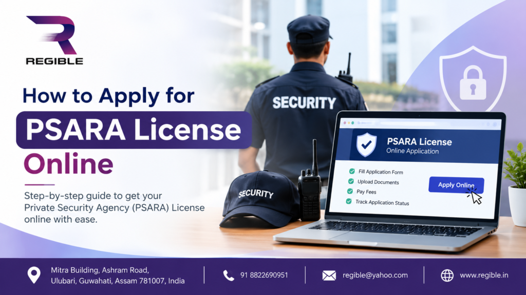Conclusion Understanding how to apply for PSARA License online is the first step toward establishing a compliant private security agency in India. The process involves more than simply completing an online form. Applicants need to select the appropriate business structure, determine the operating area, prepare accurate documentation, arrange required training, complete antecedent verification, pay the prescribed fee, and comply with the requirements of the relevant authority. A carefully prepared application can help reduce avoidable errors and make the licensing journey more organised. Businesses that are unsure about documentation, regulatory requirements, or the application process can seek professional compliance assistance before submitting their application. If you are planning to start or expand a private security agency, review your eligibility and documentation carefully and take the necessary steps toward obtaining your PSARA licence before commencing regulated security operations.