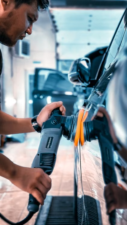 A car prepped with buffing and polishing