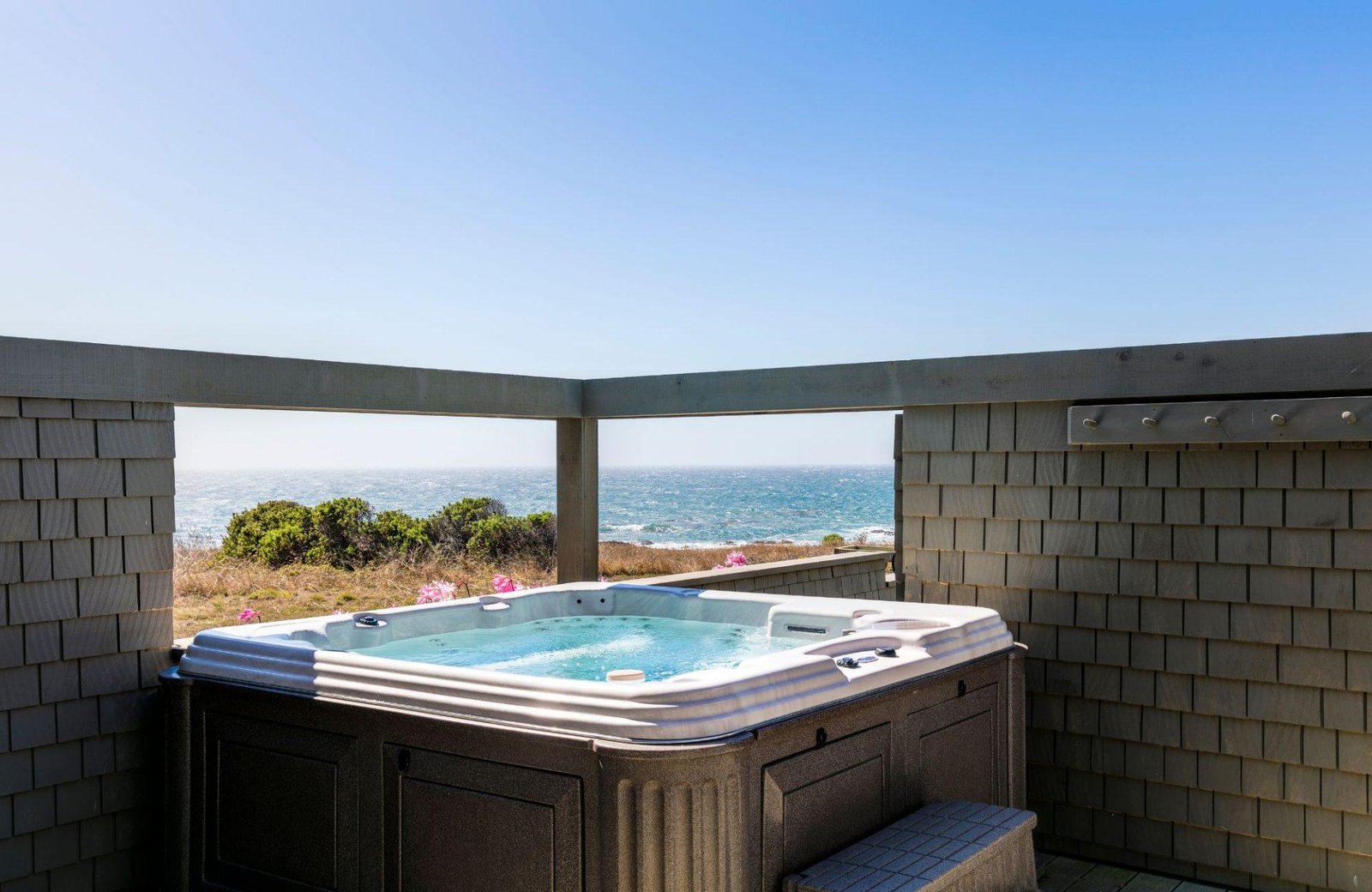 Hot tub set up outdoors